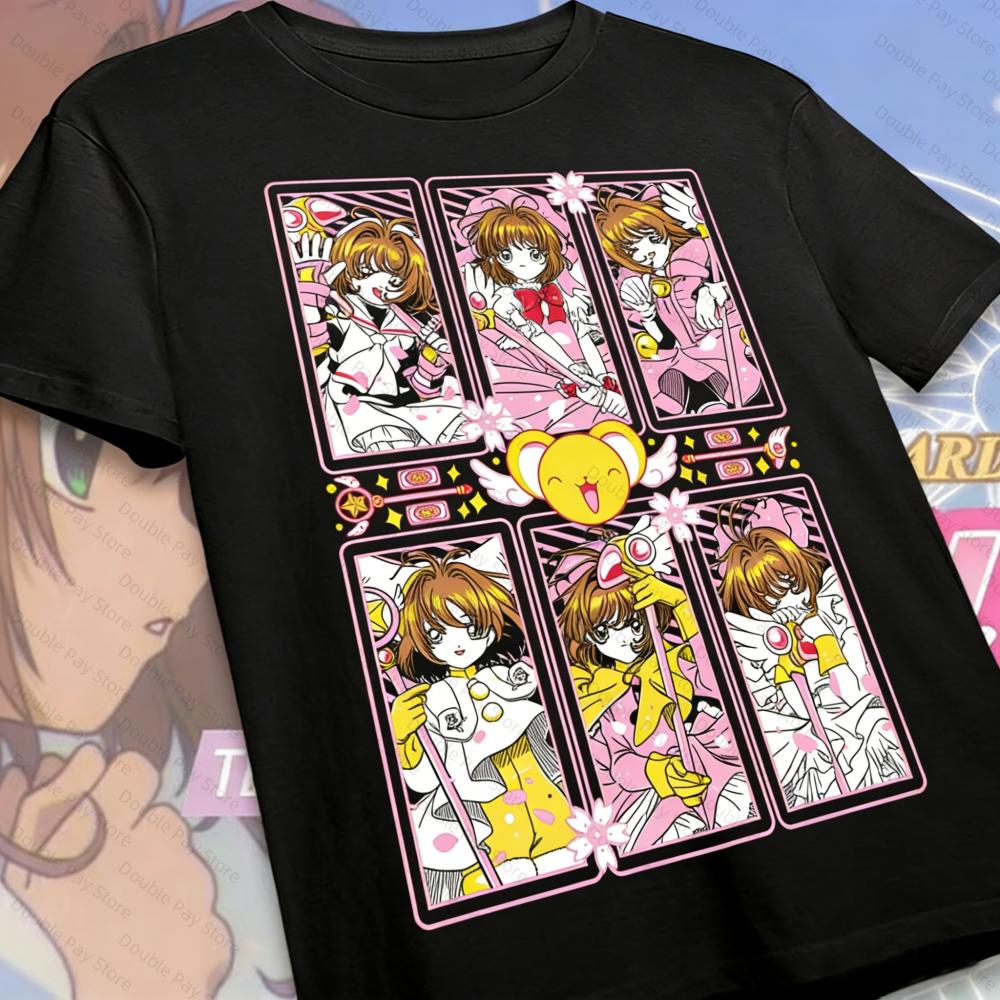 Cardcaptor Sakura Футболка Принт Футболка Японское Аниме Унисекс Графическая Футболка Повседневная Уличная Одежда Топы для Унисекс Рубашки Женские футболки S