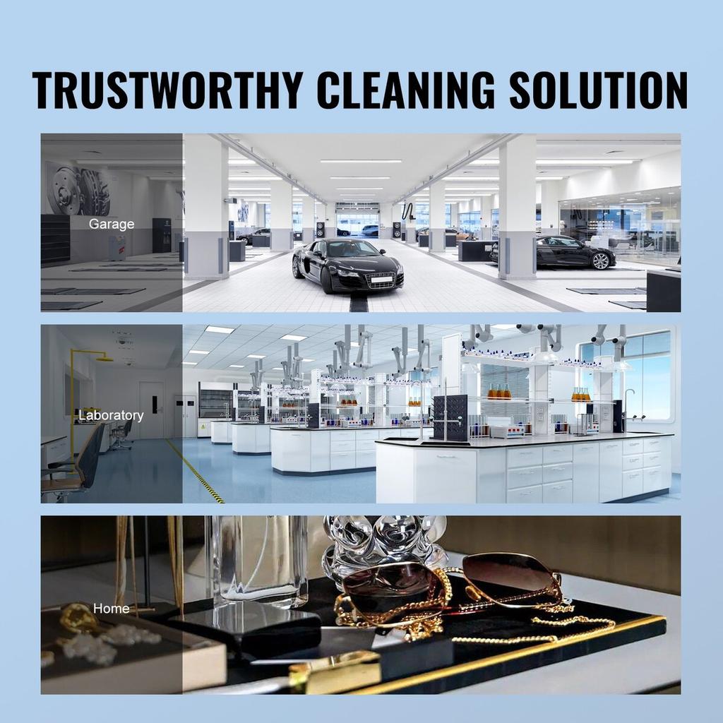 Ultrasonic Cleaner with Digital Timer & Heater, Professional Ultra Sonic Jewelry Cleaner, Stainless Steel Heated Cleaning Machine for Glasses Watch
