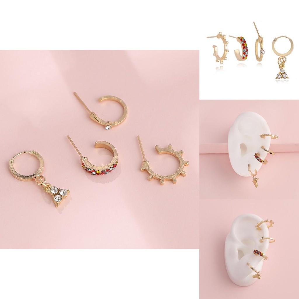 Trendy Gold Alloy Plated Crystal Studs Earring Set For Stylish Women