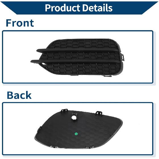 Fog Light Grill Front Lower Bumper Fog Light Cover Inserts No.5N0853665F9B9 for VW Tiguan 2009-2017 Black ABS 1 Pc Front Left Car