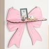 Étagère Murale à Nœud Rose Support en Bois Joli Support de Rangement Mural à Nœud Décoration Exquise Art Décor Étagère de Rangement en Bois