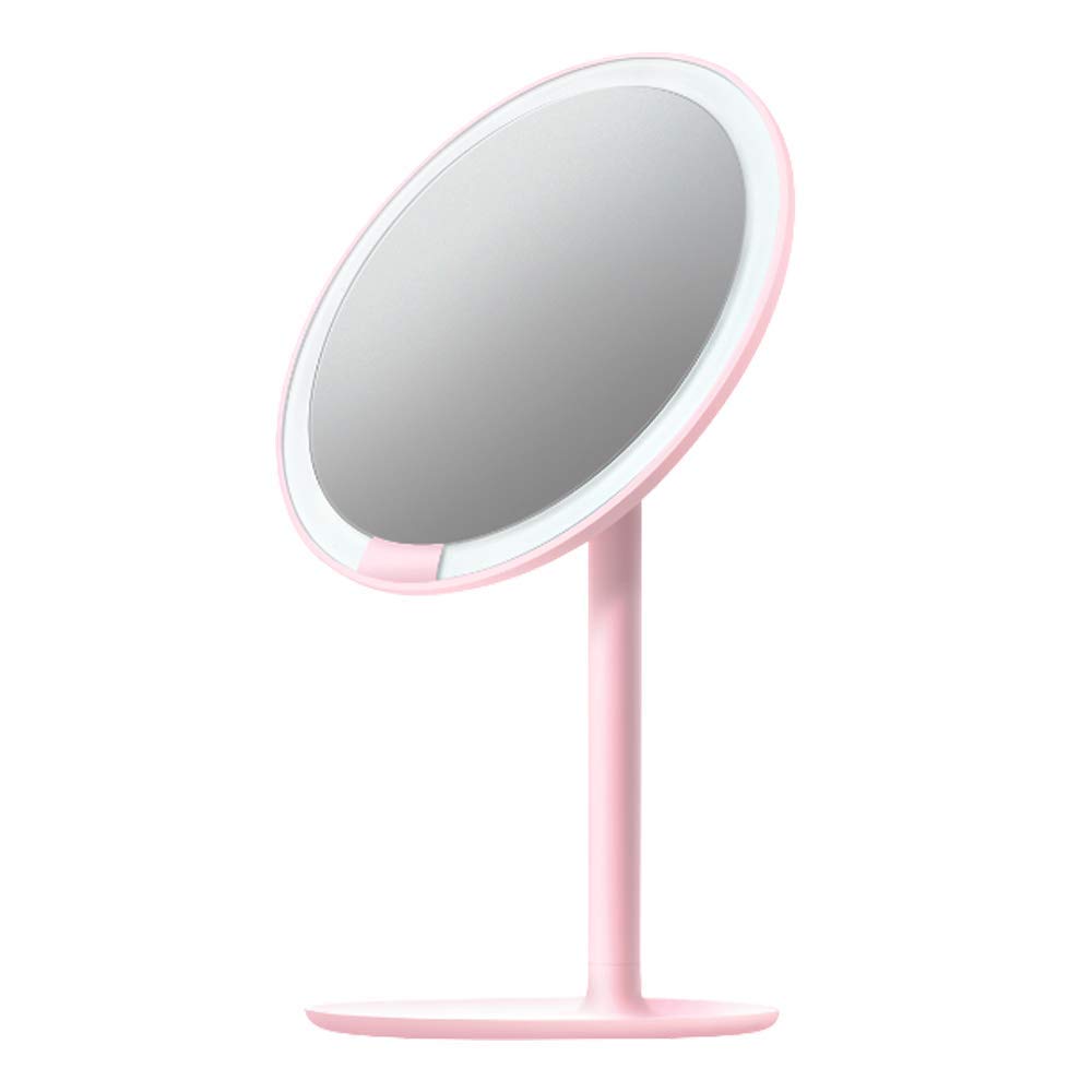 AMIRO Delight Mirror Mini Series Cordless Makeup Mirror with 3 Brightness PSE Japanese Instruction Manual AML004PK Pink (Built-in) 6.5-inch Settings,