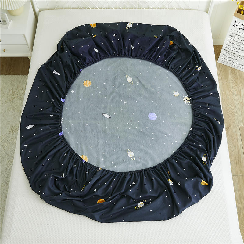 1pcs Mattress Cover Printed Fitted Sheet Four Corners with Elastic Band Bed Sheet (Without Pillowcase)