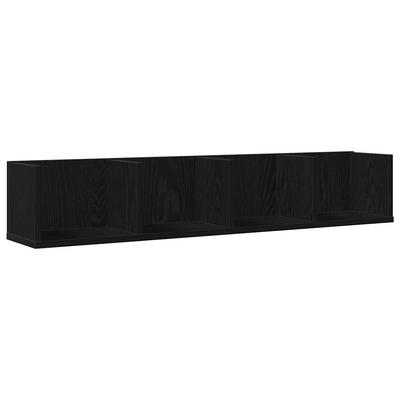 Wall Shelf Black Oak Look 100 X 18 X 18 Cm Wood Based Material