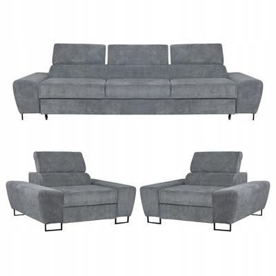 Savio Living Room Lounge Set 3-Seater Sofa Armchairs Grey Family Furniture