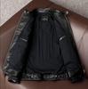CHEJI Genuine Leather Military Biker and for and Denim Jacket Jacket, Men's Double-Breasted Jacket, Short, Simple, Cold-Weight Windproof, Thick,