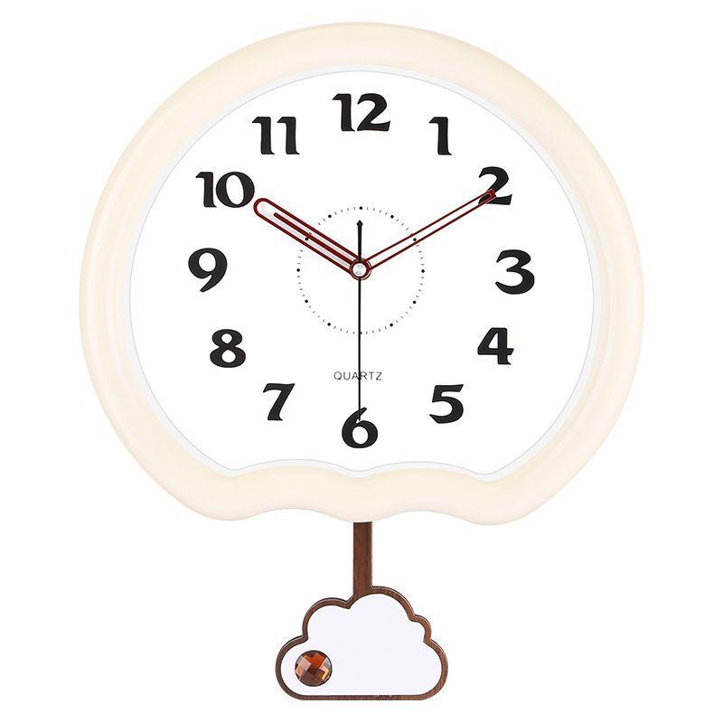 This wall clock is a modern, creative and personalized quartz clock for home use in the living room with a simple cream style