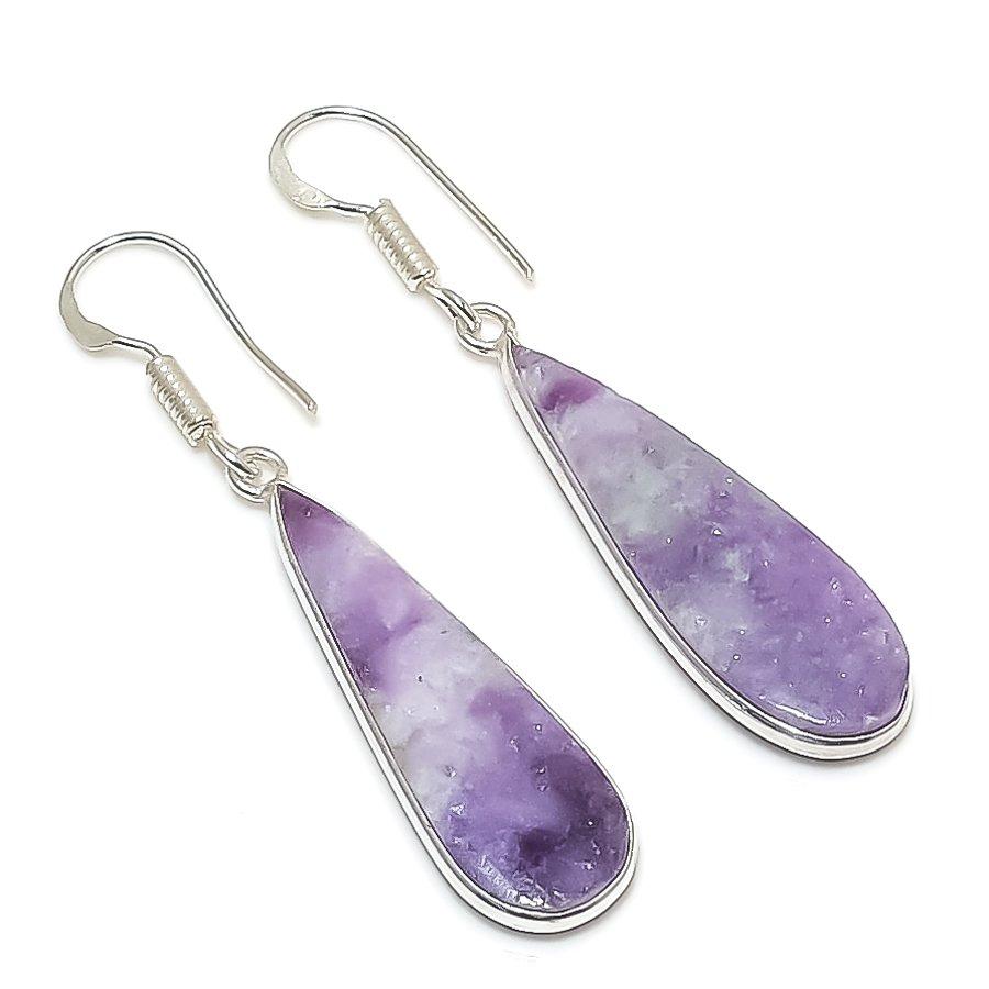 

Natural Lepidolite Gemstone 925 Sterling Silver Jewelry Earring 2.01 C1p15