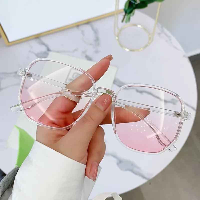 New Trend Korean Oversized Gradual Pink Powder Blusher Myopia Glasses Anti Blue Light Blocking Computer Eyewear Diopter 0 To-4.0