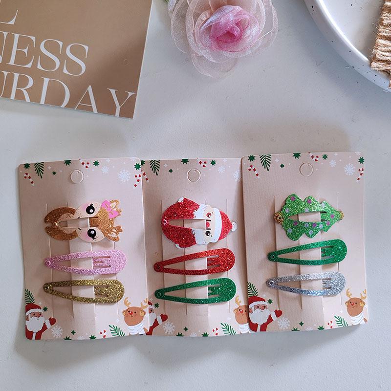 3pc Cute Christmas Santa Claus Glitter BB Hair Side Clips Hairpin for Girls Women Child Holiday Party Gift Hair Accessories