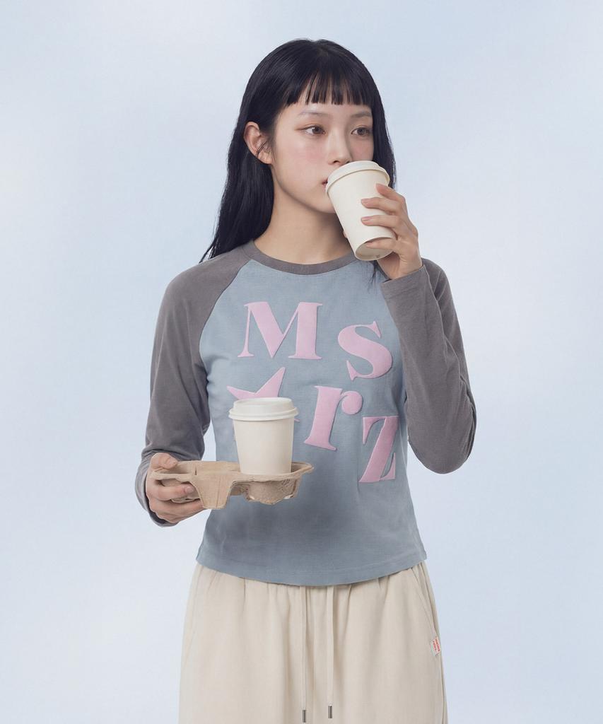 Maseumaluljeueopaeleol Typo Raglan Long Sleeve_Sky Blue