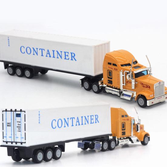 1:65 Alloy Truck Model Realistic Simulated Detailed American Super Long Transport Truck Model for Adults