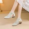 Women's Spring Summer New Leather Hollow Out Cool Boots Soft Sole Non Slip Low Heel High Quality Zippers Pointed Toe Ankle Boots