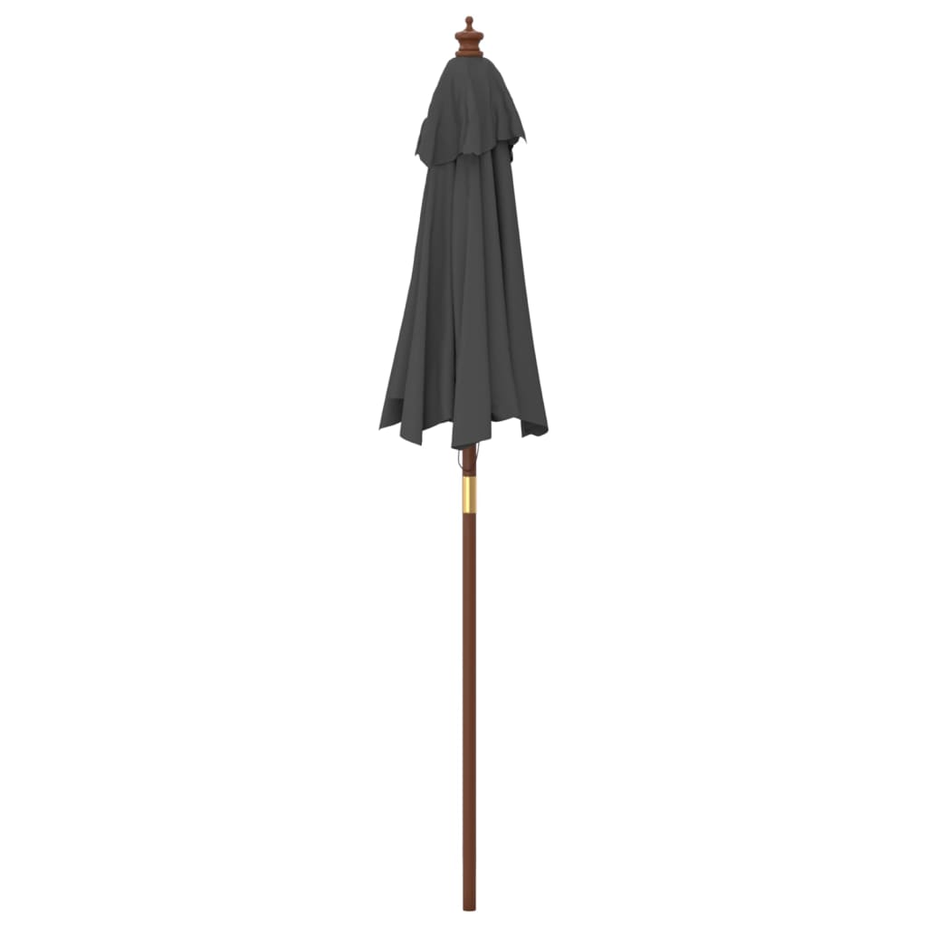 Anthracite Sun Umbrella with Wooden Pole 196 X 231 Cm