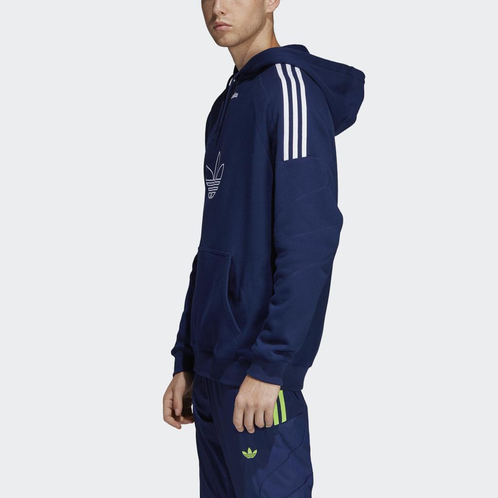 adidas Originální flokovaná mikina s kapucí s logem Módní Pohodlná Mikina Pánské Mikiny Modrá DU8206