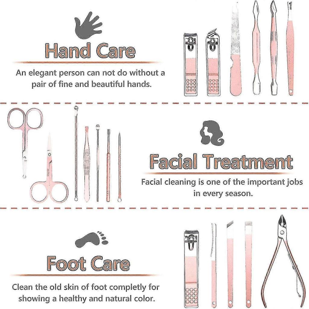 Manicure Pedicure Kit, 18pcs Professional Nail Clippers Set, Stainless Steel Cuticle Cutter, Pedicure Manicure Kit With Travel Box And Exquisite H PXC