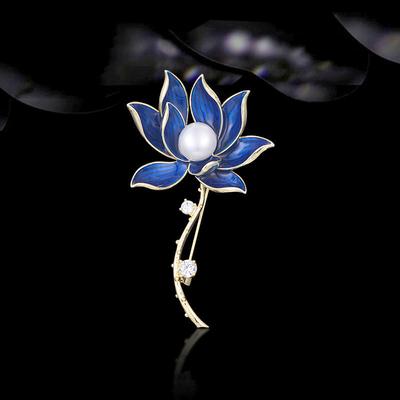 Mavi Lotus Broş Niş Tasarım Sense Mizaç Pimi Takım Aksesuarları