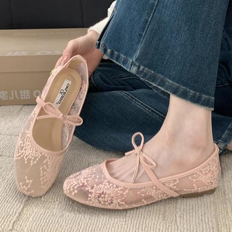 Flats Women Loafers Shoes Mesh Lace Elegant Sandals Fashion Dress Lolita Woman Shoes Trend Designer Femme Zapatillas