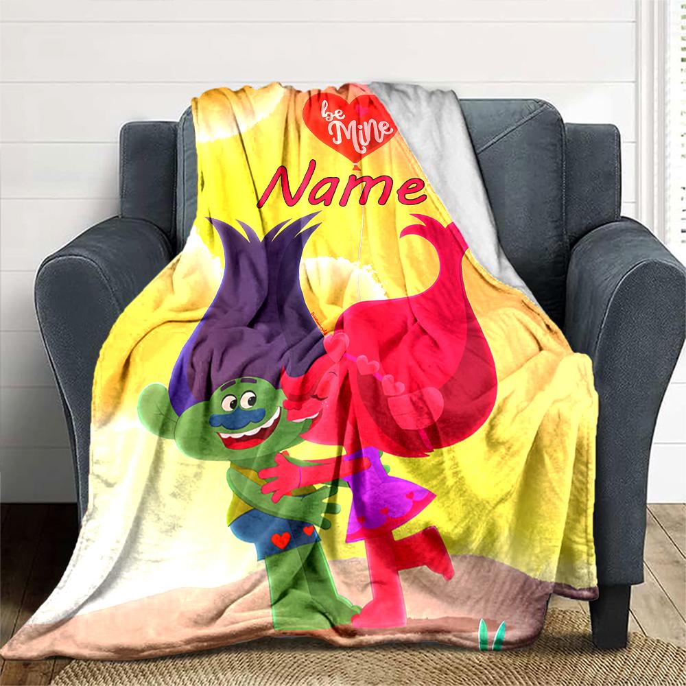 Customiz Name Personality Trolls Blanket Soft &Warm Sofa Office Bed Travel Lunch Break Blanket, Gift Suitable All Seasons