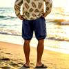 Men's Linen Casual Shorts Side Drawstring Cotton Linen Breathable Beach Pants Summer Lightweight Loose Fit Straight Leg