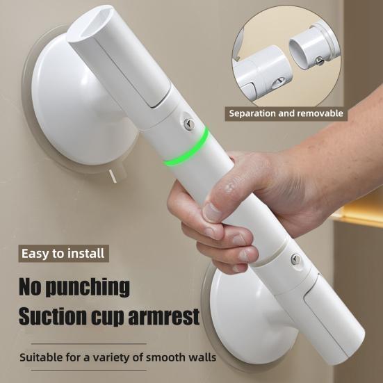 Suction Cup Bathroom Handrail Strong Grip Stability Easy Installation Removable Anti-slip Shower Grip Bar