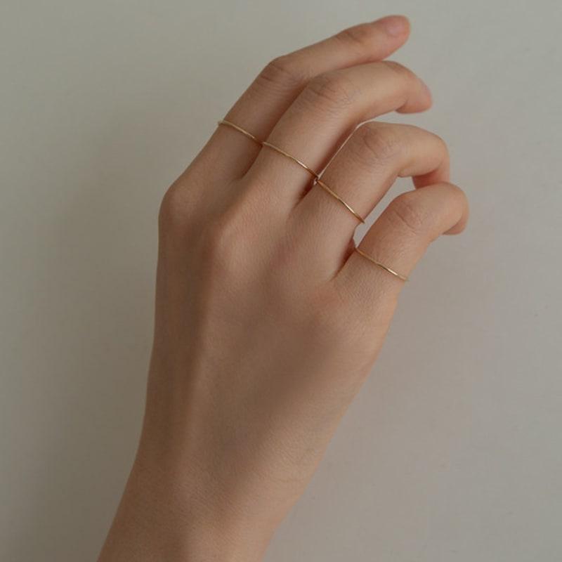 LUNNE [Exclusive] 14k Layered Round Silver Ring (14k Gold) #RN08