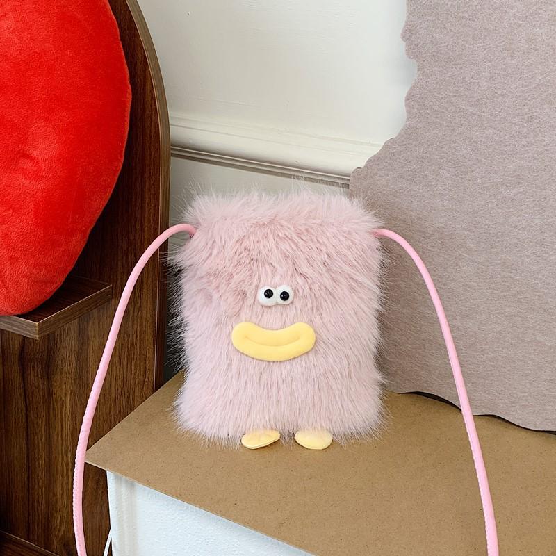 2025 Herbst/Winter Trendige Cartoon Fell Umhänge- & Handytasche – Flauschige Handtasche für Damen