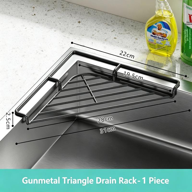 Waterproof Sink Corner Rack Anti-Rust Punch-Free Sponge Drying Rack Hollowed Sink Drain Shelf Bathroom