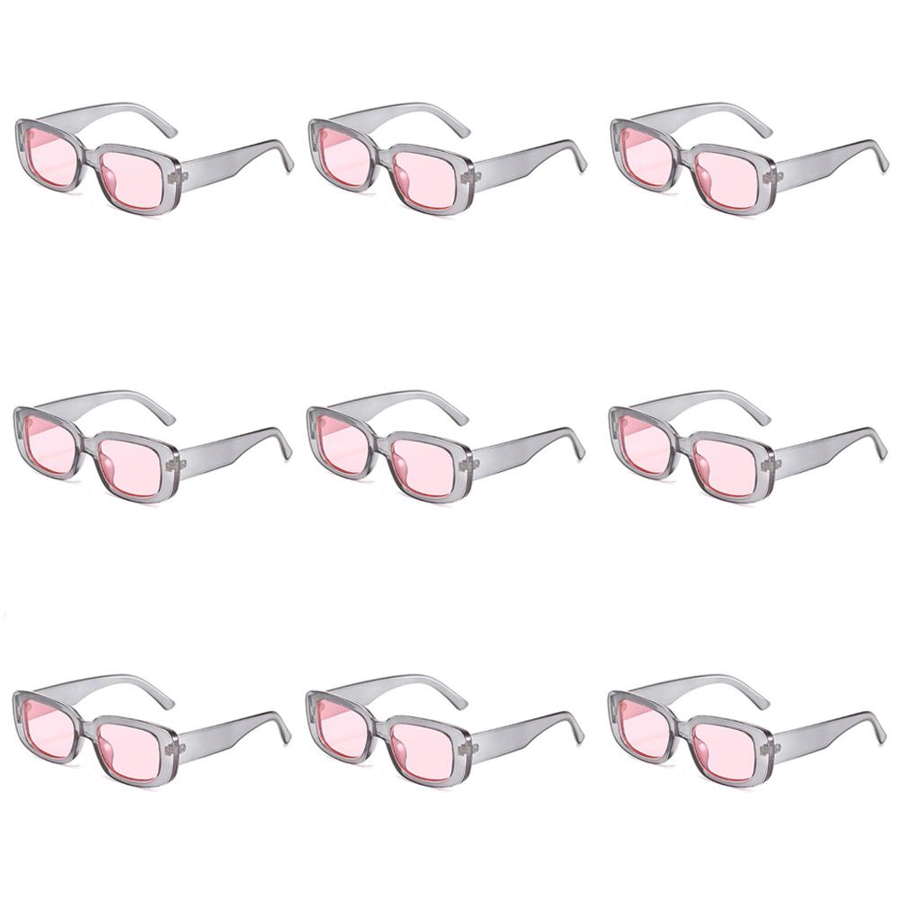 Lovatfirs 9 Pack Square Sunglasses For Party Trip Women Men Different 13 Color UV Protection