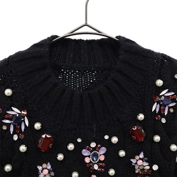Unused Eimy Istoire Long Sleeve Sweater F Black Knitted Beads Women Used