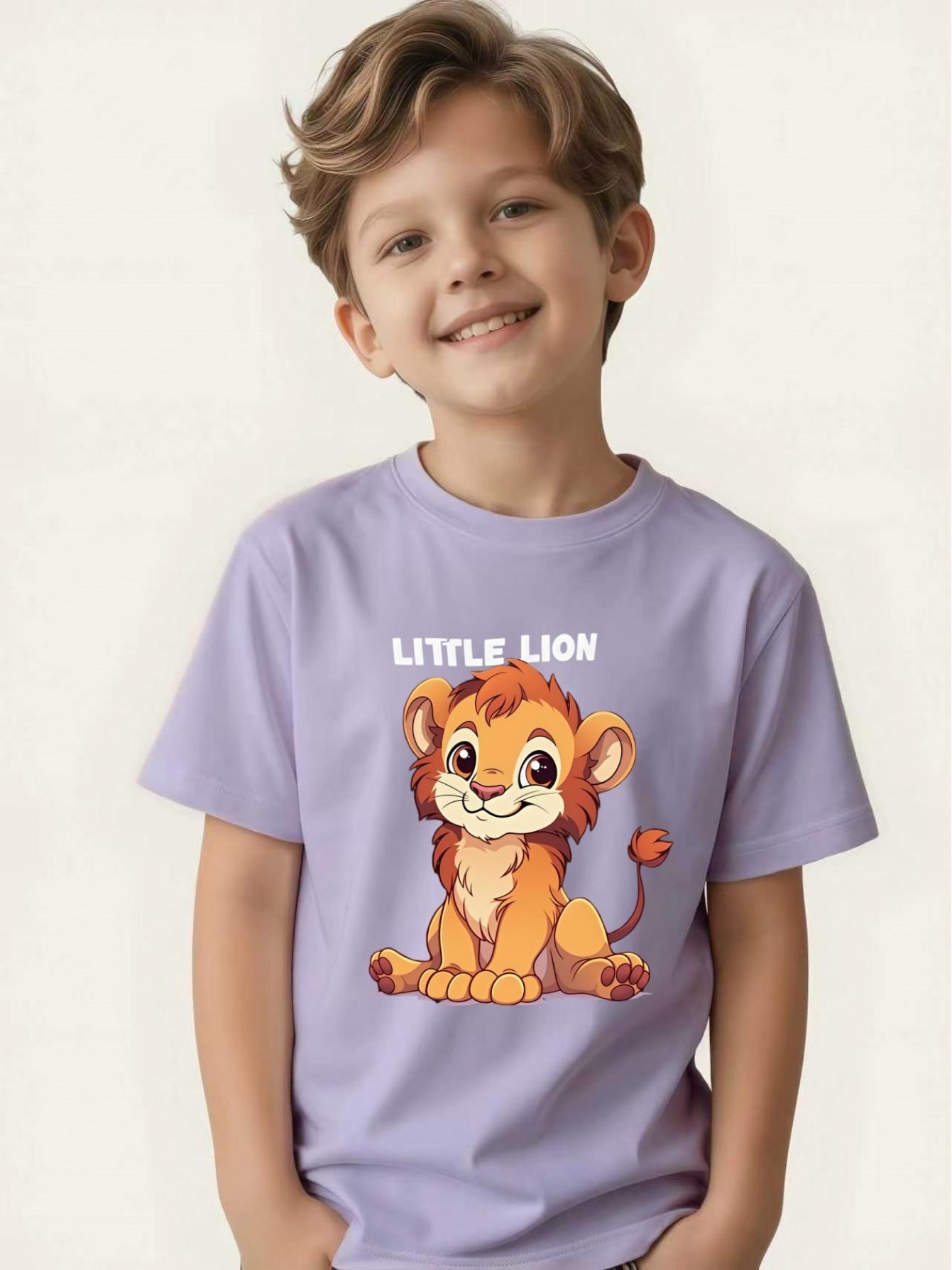 

Cute little lion boy T-shirt summer short-sleeved versatile casual top 100