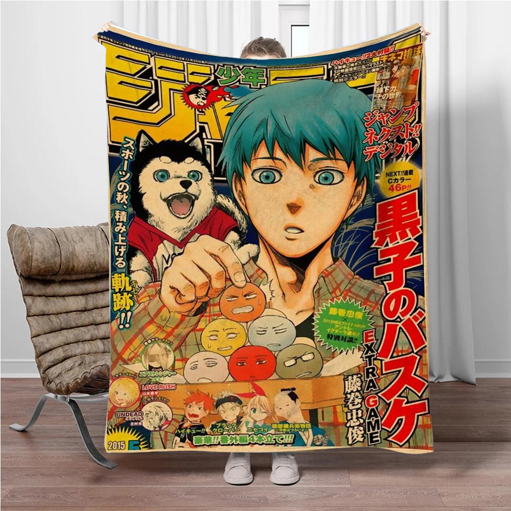Japonské Anime Kuroko-No-Basket Flanelová deka Měkká teplá přehozová deka Deka na pohovku Kancelář Postel Kancelář Kempování Cestování