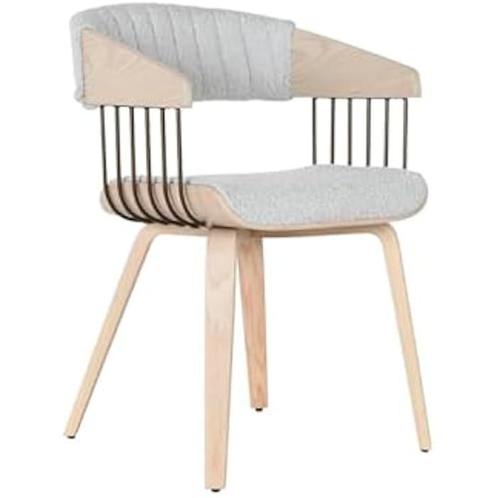 Chaise de Salle à Manger - HOME ESPRIT - Gris - Polyester - Bois - Design Contemporain - 1 place