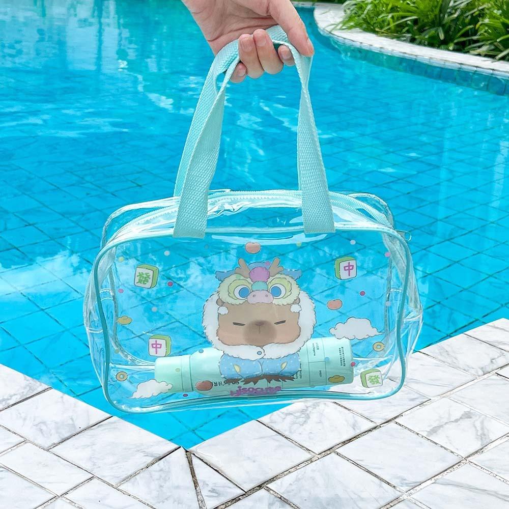 Toiletry Bag Transparent Cosmetic Bag Cartoon Capybara Clear Beach Bag PVC Tote Bag  Travel