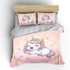Cute unicorn with candy cloud Pattern Duvet Cover Set Digital Print Polyester Bedding with Zipper Closur for kids gifts