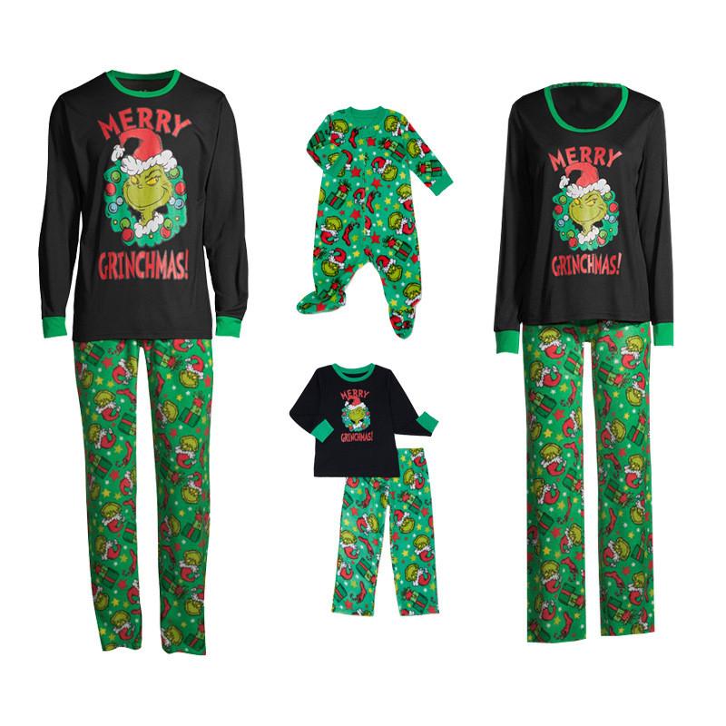 Gemütliches Weiches Polyester Familien-Partner-Pyjama-Set mit dem Grinch für alle Altersgruppen