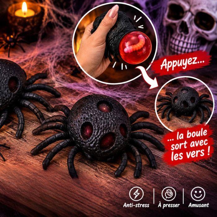 Lot de 2 Araignées Squishy - BG INTERNATIONAL - Lot de 2 Araignées Squishy 13 cm - Noir - Effet surprise - Anti-stress sensoriel