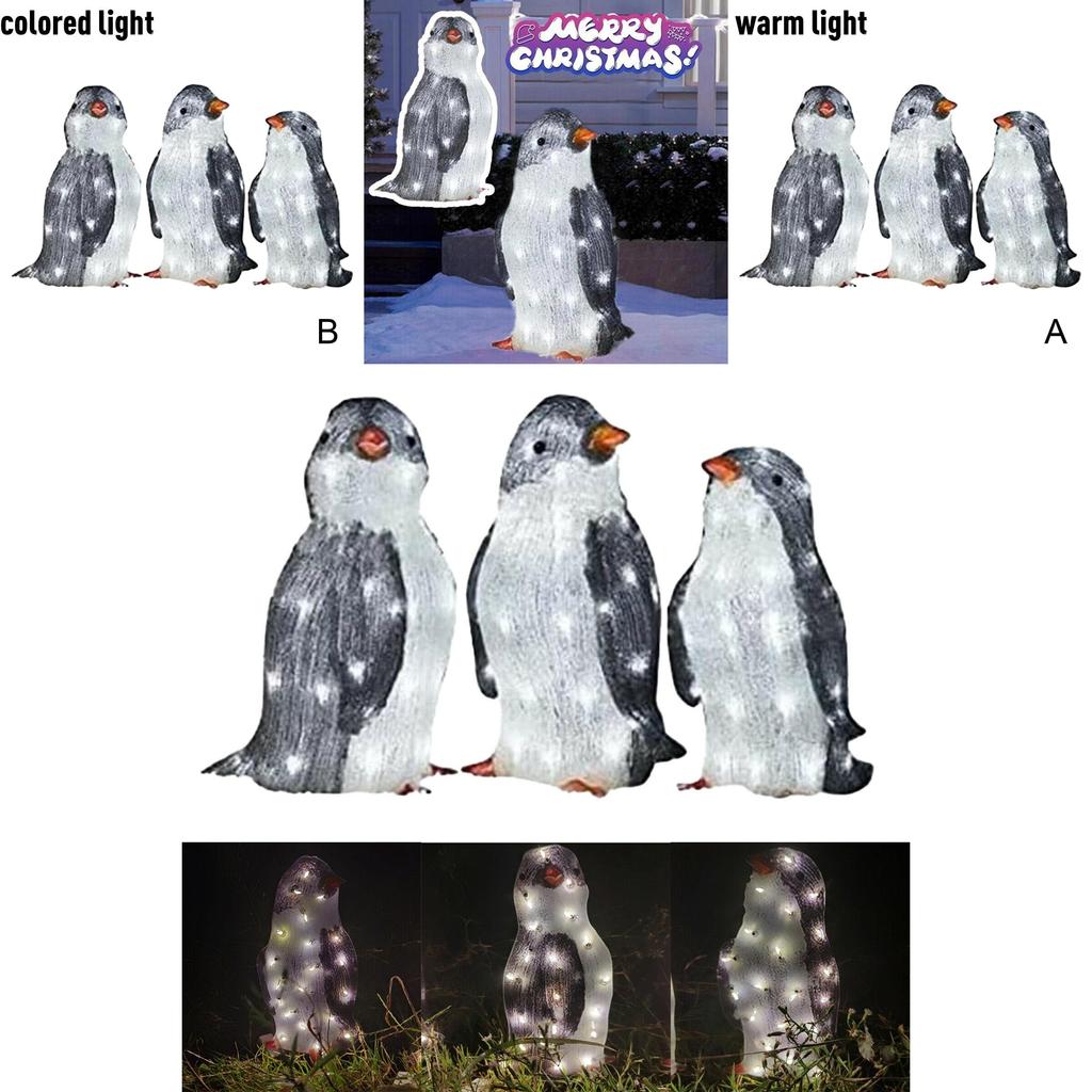 Adorable Christmas Penguin Led Light Garden Decoration With Acrylic Body