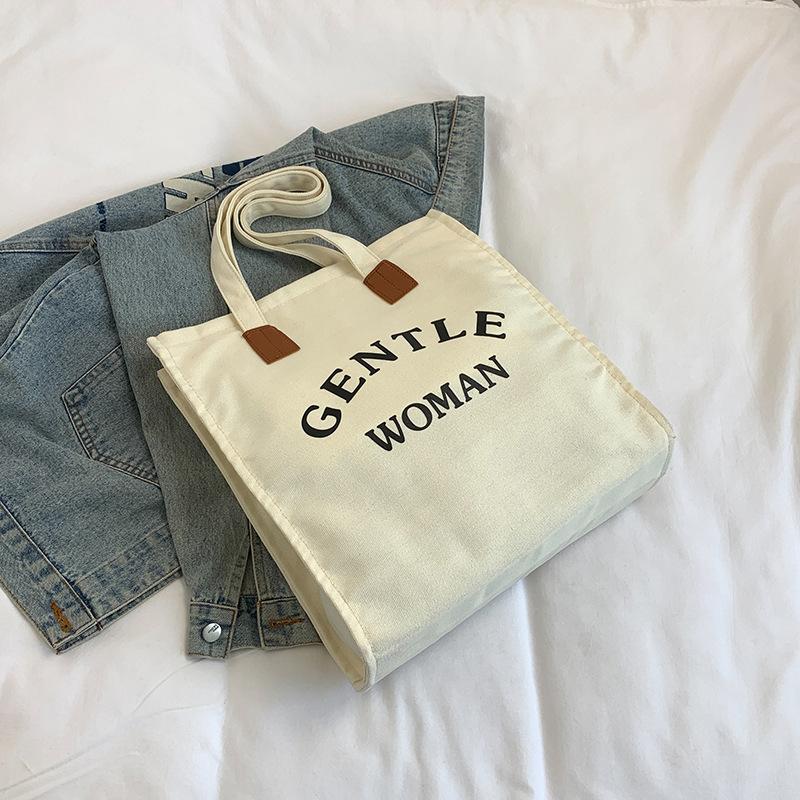Large capacity canvas bag women's 2025 autumn and winter casual fashion shoulder bag alphabet commuter class tote bag