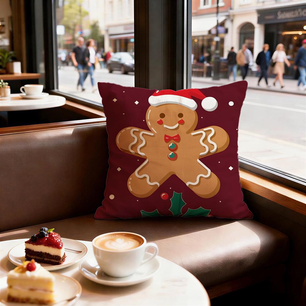 Festive Adorable Ginger Bread Cushion Cover Decorative Cushions Covers Cover Sofa 50x50 Pillow 4 Piece 45x45 40x40 Pillowcase