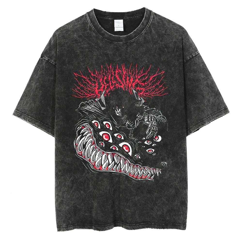 Fullmetal Alchemist Edward Elric Vintage Collage Washed Oversized TShirt  Anime Streetwear Tee S
