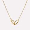 Double Ring Necklace with Interlocking Circles, Pendant Bone Chain, Women's Fashionable Stainless Steel, Gold-plated