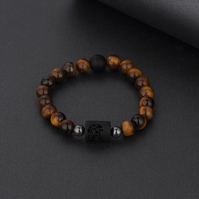 Pulsera con Colgantes de Constelaciones de los 12 Signos del Zodiaco para Hombre Mujer Multicapa Pulsera de Ojo de Tigre Regalo de Amistad Sagitario Acuario Leo