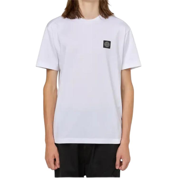 Stone Island Logo Pullover Crew Neck Straight Fit Short Sleeve T-Shirt Men Tops K2S1521000-27S0013-V0001
