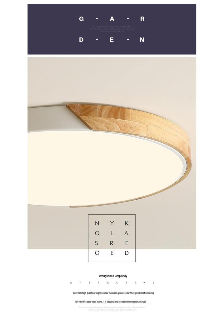 Natural Wood LED Ceiling Lamp for Bedroom and Living Room