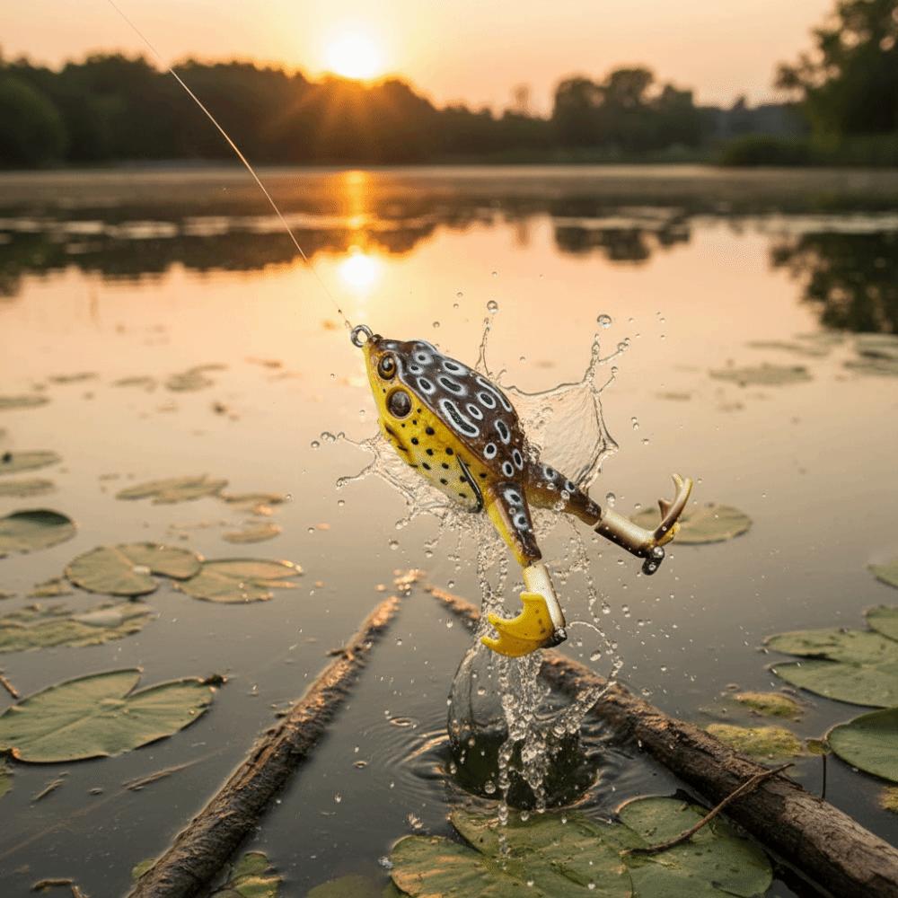 Floating Bait Frog Lure Double Propellers Soft Frog Lure Bass Fishing Lures  Bass Fishing