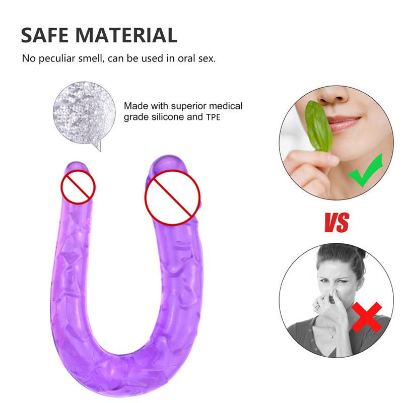 Double Head Dildos Realistic Penis Flexible Soft Crystal Jelly Sex Toys for Women G-spot Anal Stimulator
