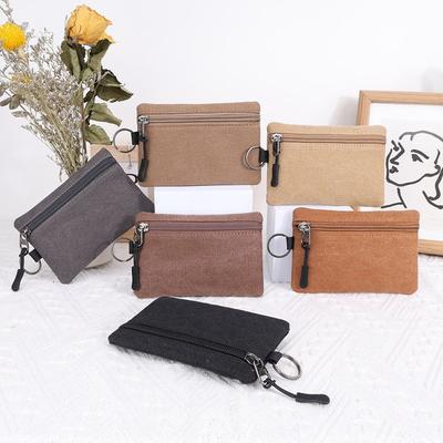 New Canvas Mini Coin Wallet Bag Solid Color Zipper Key Bag Money Pocket Purse Women Men Small Card Holder Change Coin Purses