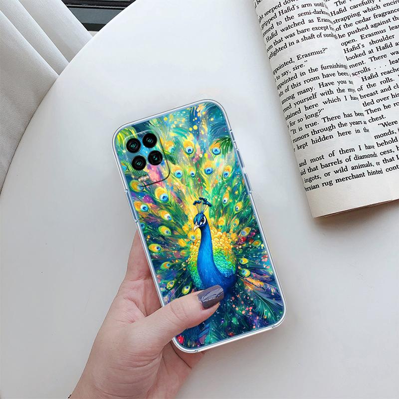 RP55 Pfauenfeder Transparente Hülle für LG K22 K30 K40 K40S K41 K42 K50 K50S K51 K51S K52 K61 K62 K71 K92 Q60 Q61 V40 V50 V60