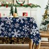 Christmas Snowflake Rectangle Waterproof Tablecloth Table Decor Reusable Winter Kitchen Dining Tablecloth Christmas Decorations